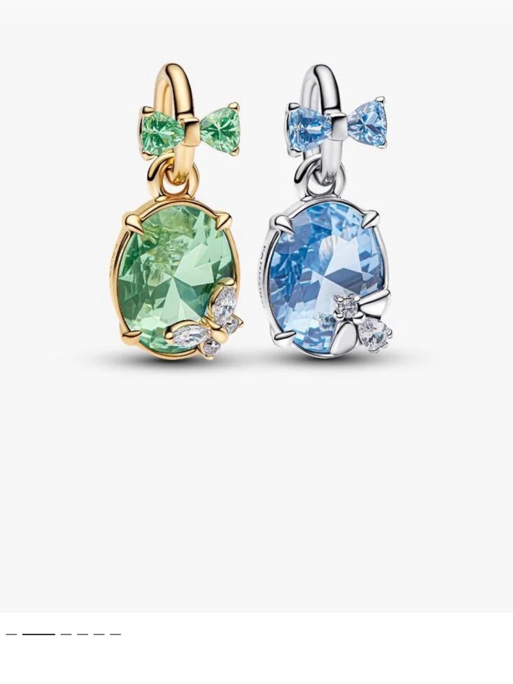 Pandora Bridgerton Charms Butterfly and Bee blue and green set of two charms.